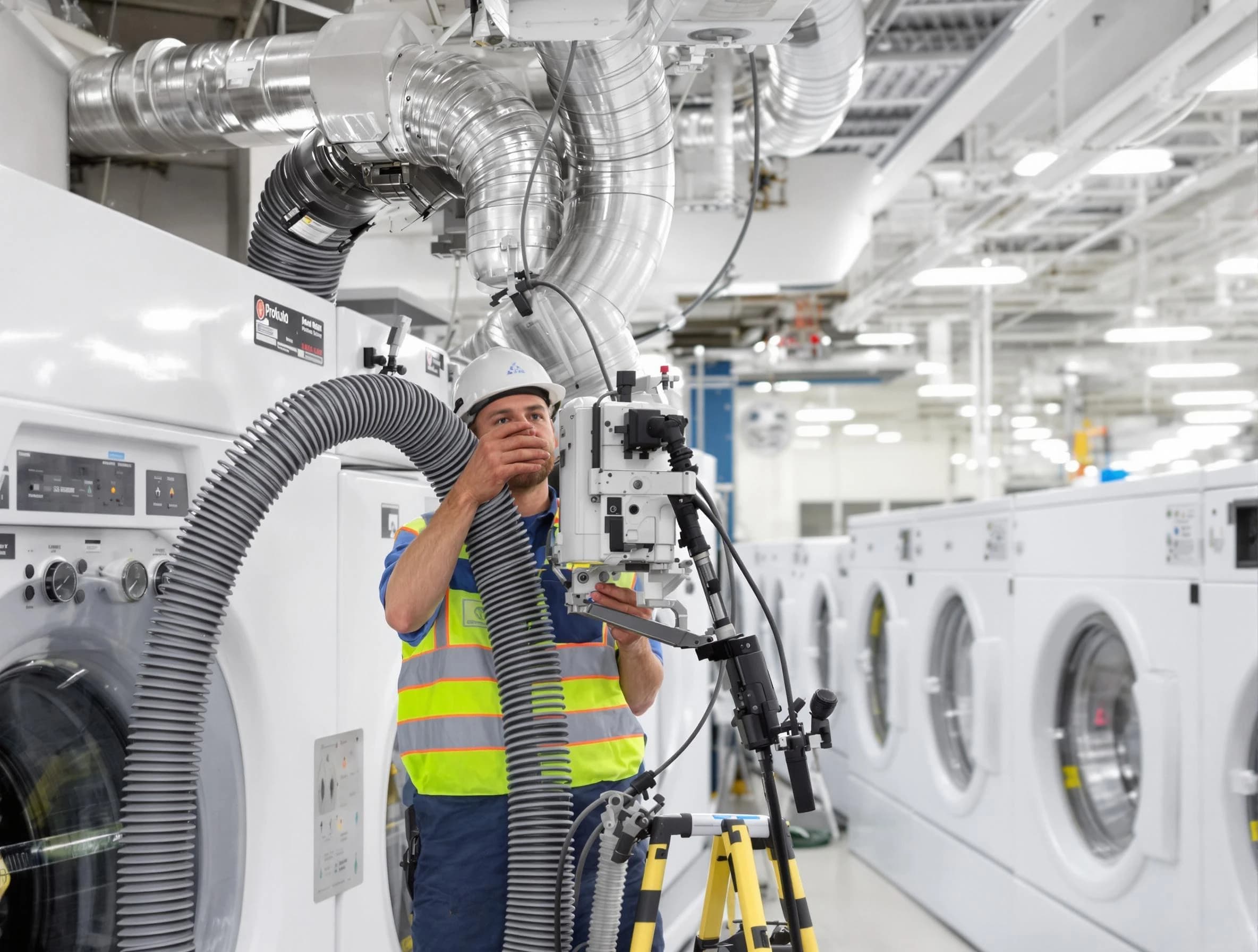 Homewood Dryer Vent Cleaning team performing commercial-grade dryer vent cleaning at a business facility in Homewood