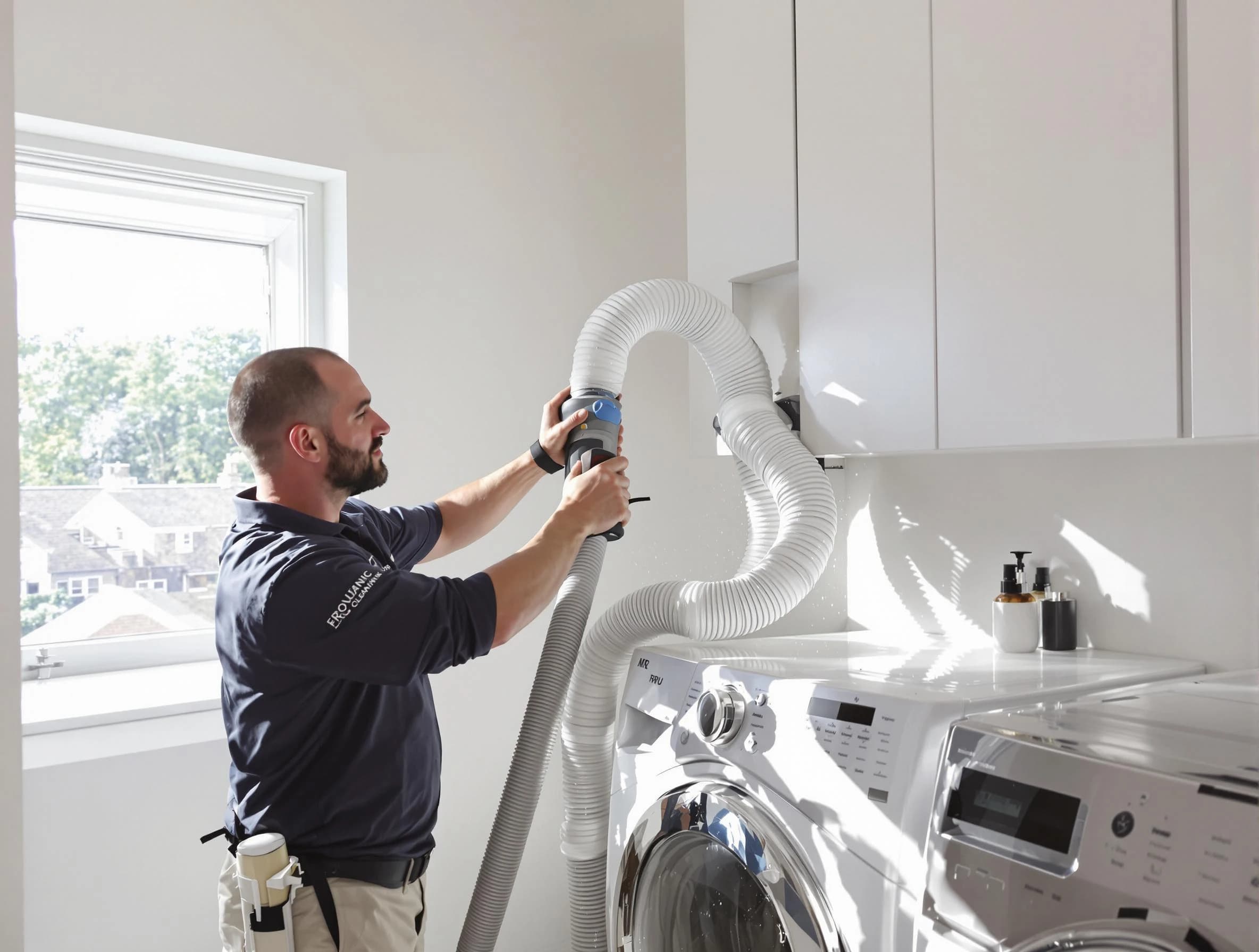 Certified Homewood Dryer Vent Cleaning technician performing dryer vent cleaning in Homewood