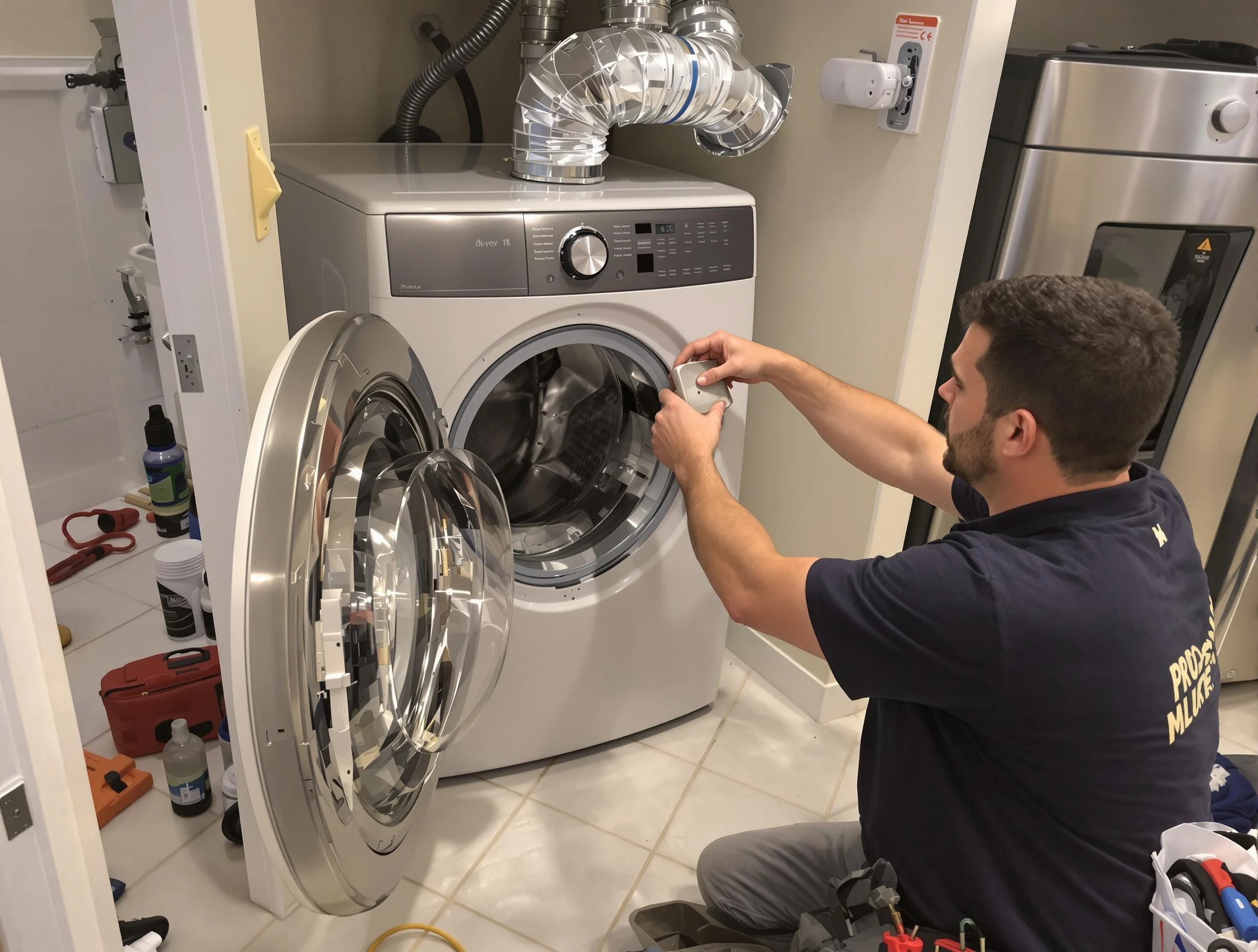 Homewood Dryer Vent Cleaning technician performing precise dryer vent hose installation in Homewood
