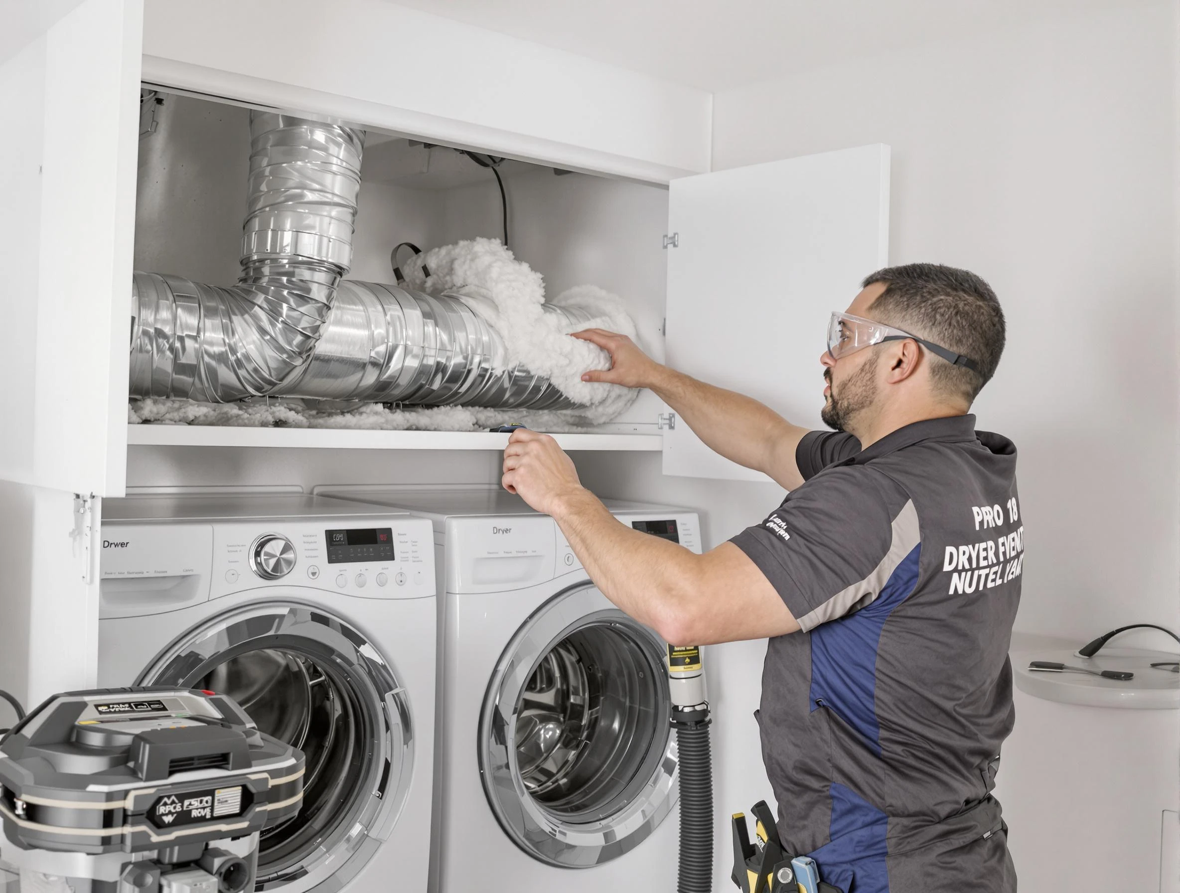 Homewood Dryer Vent Cleaning certified technician performing specialized gas dryer vent cleaning in Homewood